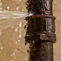 Leaking Pipe Spraying Water