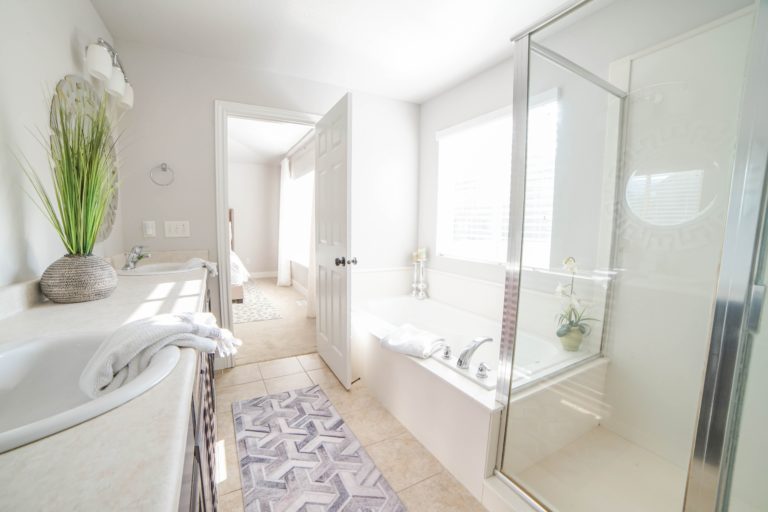 Shower and Bathtub in Newly Remodeled Bathroom